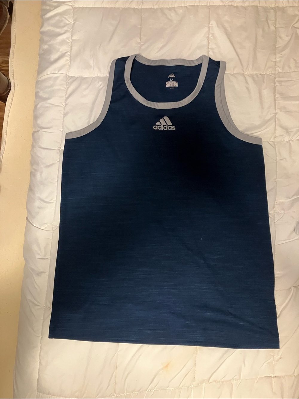 adidas Navy Tank Top with Grey Trim and Logo